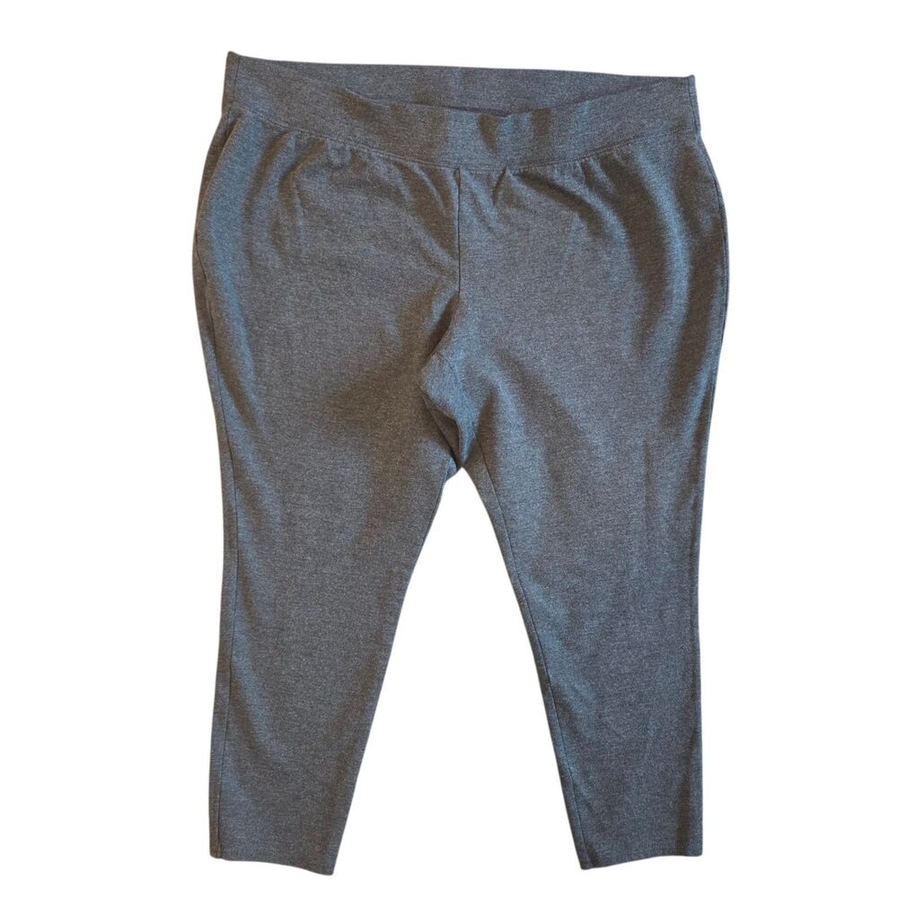 Catherines Pants 2XWP Petite Charcoal Gray Stretch Crop Ponte Knit Pull On
